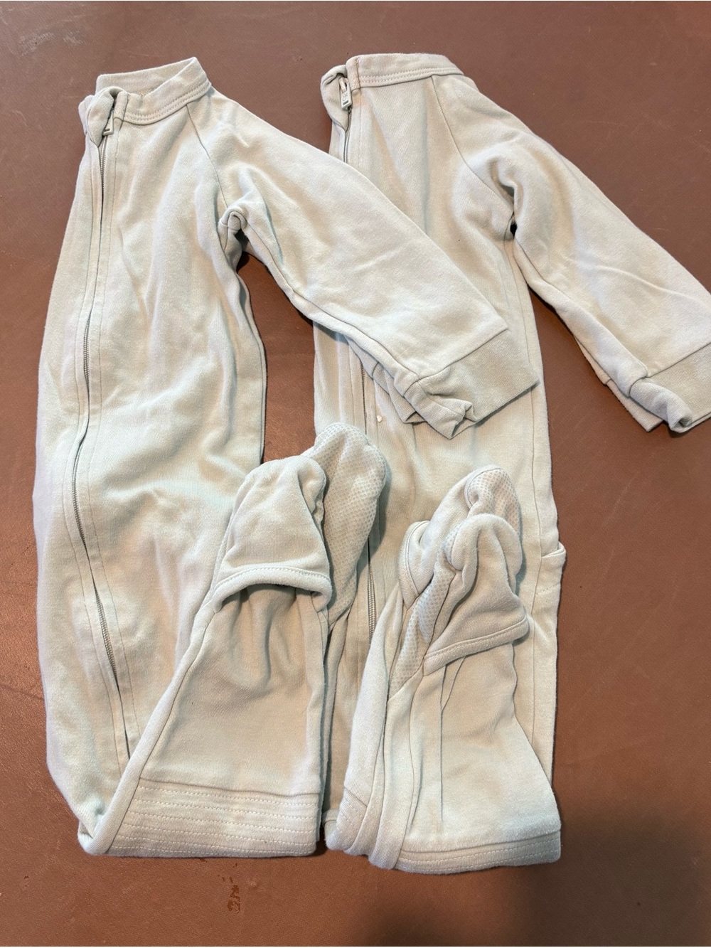 Two Goumi Kids Bamboo "Grow With You" Footie Sleepers Size 18-24M